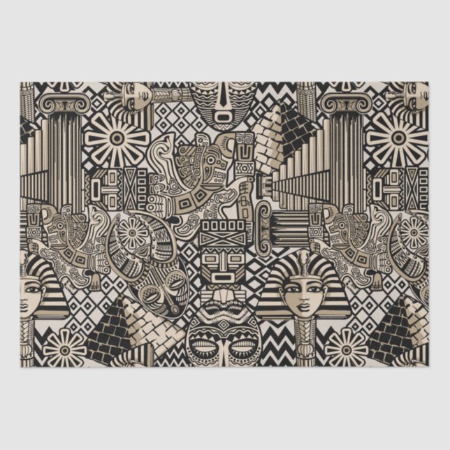 Papel De Seda Antiguos Símbolos Históricos Estilo Tatuaje (Anverso)