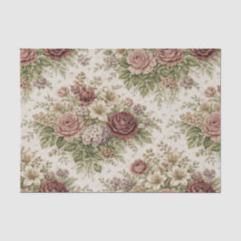 Papel De Seda Antique Blush Rose Garden Pattern