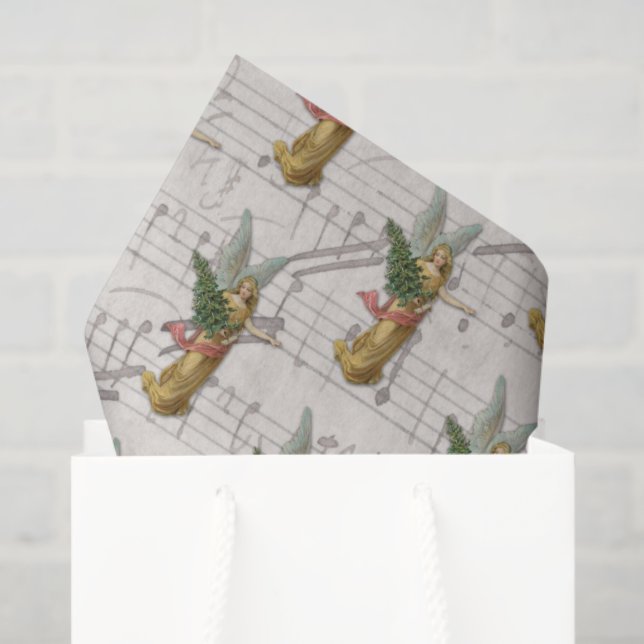 Papel De Seda Antique Christmas Tree Angel Victorian Christian (Bolsa de regalo)