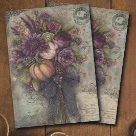 Papel De Seda Antique Dark Floral Bouquet Ephemera Decoupage