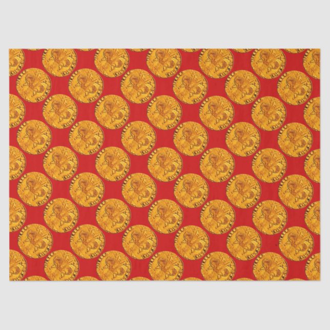 Papel De Seda ANTIQUE GOLD FLORENTINE FORINT Royal Red (Anverso)