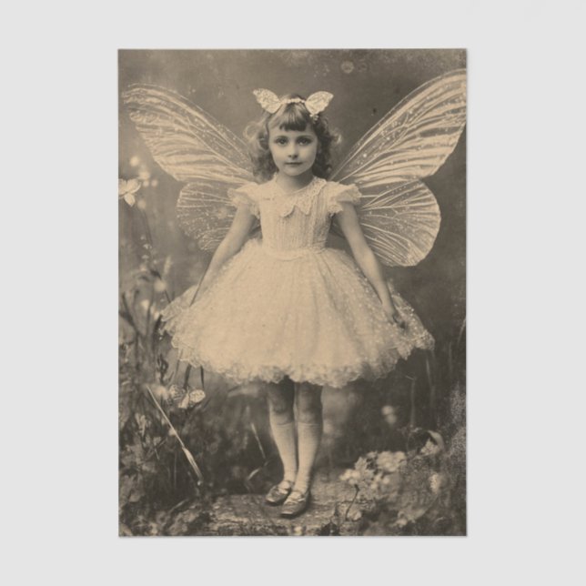 Papel De Seda Antique Sepia Butterfly Fairy Crafting (Anverso)