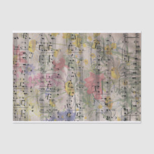 Papel De Seda Antique Spring Floral Music Notes Decoupage
