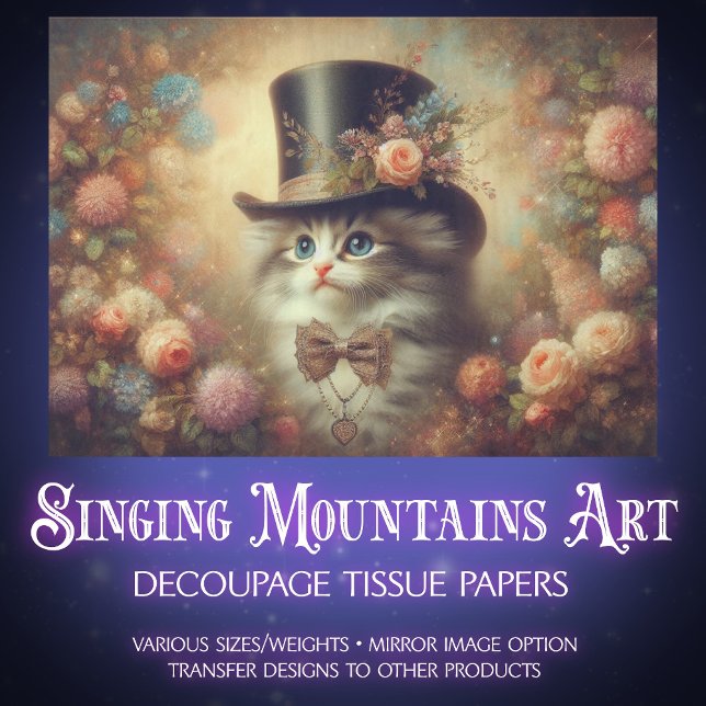 Papel De Seda Antique Victorian Floral Cat Decoupage  (Subido por el creador)