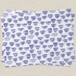 Papel De Seda Antique Vintage Blue Teacup Watercolor