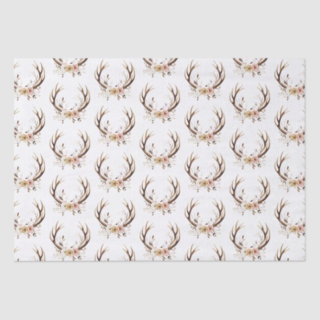 Papel De Seda Antlers De Cerveza Floral Rosa (Anverso)
