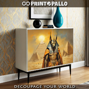 Papel De Seda Anubis dios del antiguo Egipto con pirámides -