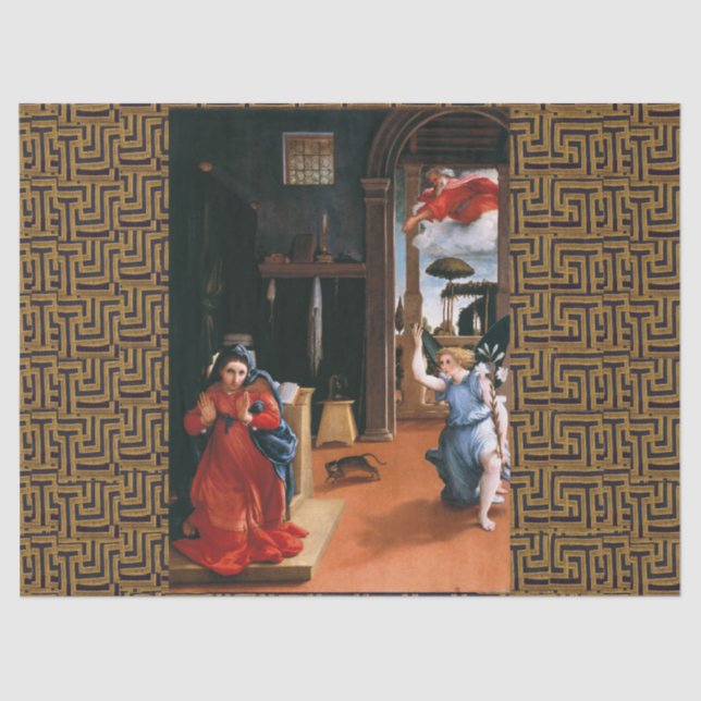 Papel De Seda ANUNCIACIÓN RECANATI por Lorenzo Lotto Tissue Pape (Anverso)