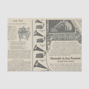 Papel De Seda Anuncio Antiguo de Fonógrafo