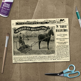 Papel De Seda Anuncio de cortadora de césped tirada por caballos