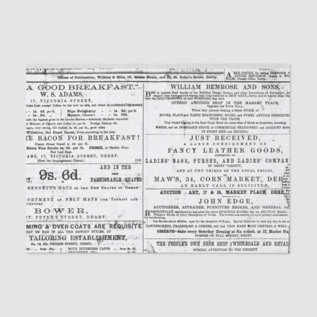 Papel De Seda Anuncio de periódico antiguo (Anverso)