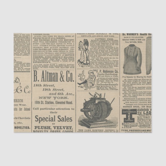 Papel De Seda Anuncio de periódico vintage (Anverso)