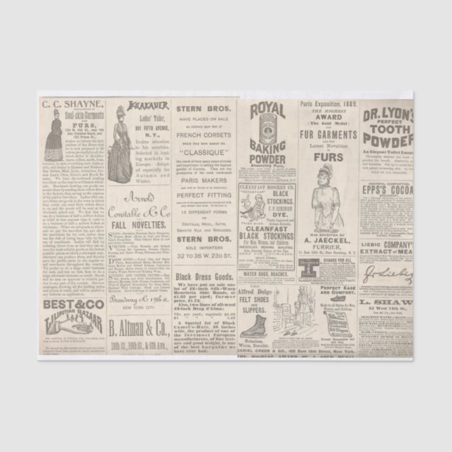 Papel De Seda Anuncios antiguos de 1889 (Anverso)
