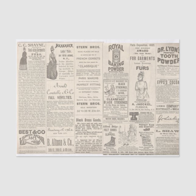 Papel De Seda Anuncios antiguos de 1889 (Anverso)