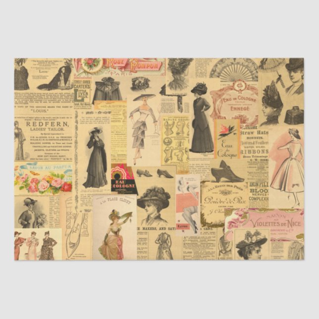 Papel De Seda Anuncios de mujeres de la época Shabby Chic Decoup (Anverso)