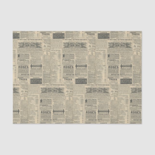 Papel De Seda Anuncios de periódicos antiguos (Anverso)