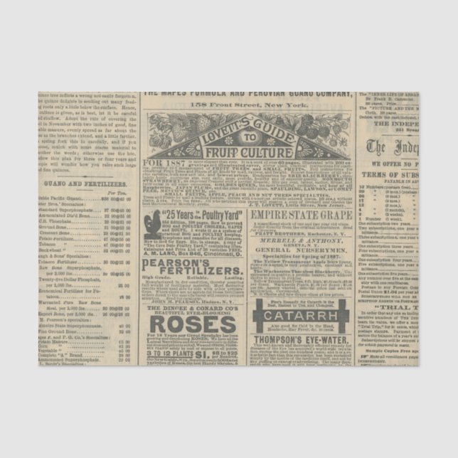 Papel De Seda Anuncios de periódicos antiguos (Anverso)