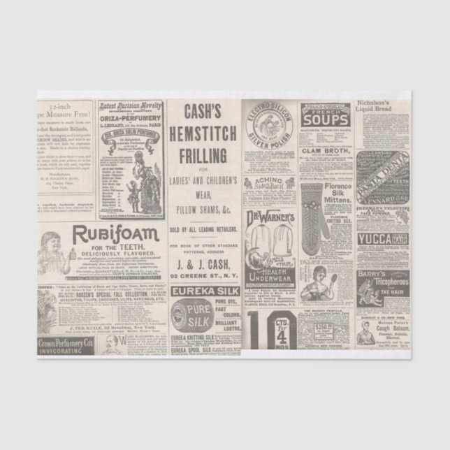 Papel De Seda Anuncios del periódico 1889 (Anverso)