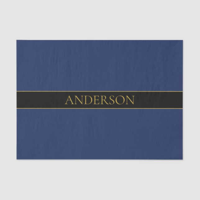 Papel De Seda Apellido o empresa Navy Blue & Gold Name (Anverso)