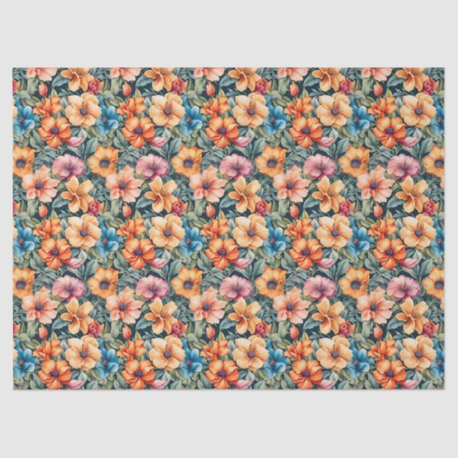 Papel De Seda Apricot y Mauve Floral (Anverso)
