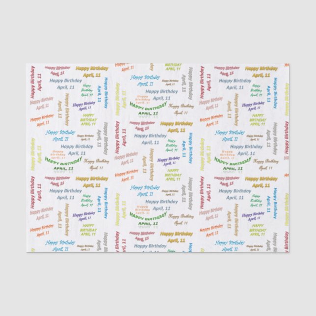 Papel De Seda April, 11 Birthday Tissue Paper (Anverso)