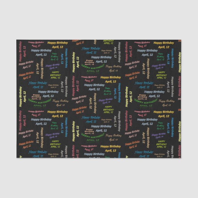 Papel De Seda April, 12 Birthday Tissue Paper (Anverso)