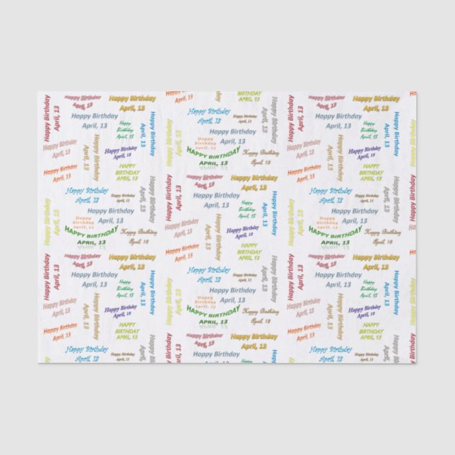 Papel De Seda April, 13 Birthday Tissue Paper (Anverso)