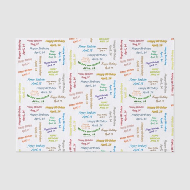 Papel De Seda April, 14 Birthday Tissue Paper (Anverso)