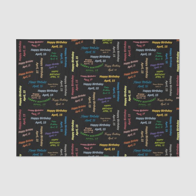 Papel De Seda April, 15 Birthday Tissue Paper (Anverso)