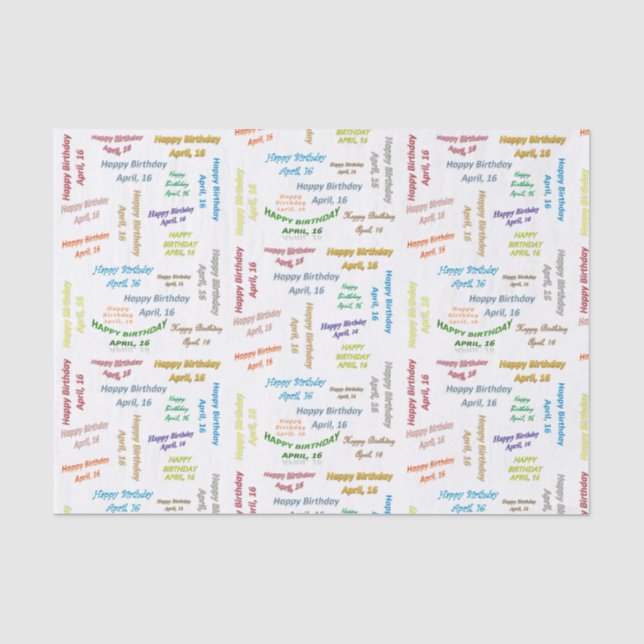 Papel De Seda April, 16 Birthday Tissue Paper (Anverso)