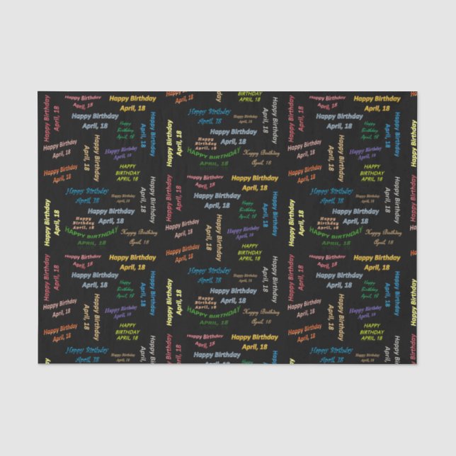 Papel De Seda April, 18 Birthday Tissue Paper (Anverso)