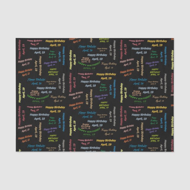 Papel De Seda April, 19 Birthday Tissue Paper (Anverso)