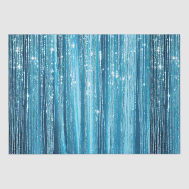 Papel De Seda Aqua Blue Glam Tinsel Stripes (Anverso)