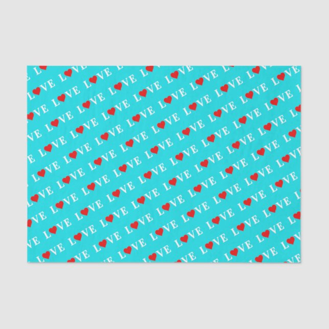 Papel De Seda Aqua Blue LOVE (Anverso)