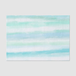 Papel De Seda Aqua Blue Mint White Watercolor Stripes II