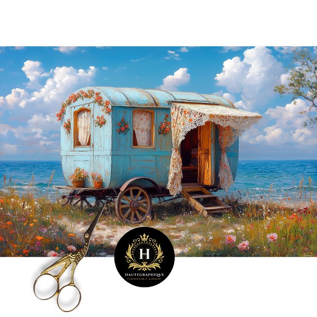 Papel De Seda Aqua Blue Seaside Gypsy Caravage Decoupage (Subido por el creador)