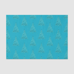 Papel De Seda Aqua Blue Sparkle Christmas Tree