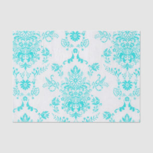 Papel De Seda Aqua Damask sobre diseño de Moda blanca