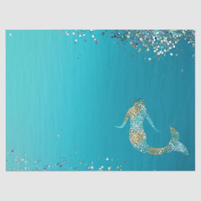 Papel De Seda Aqua Gold Purpurina Sparkle Mermaid    (Anverso)