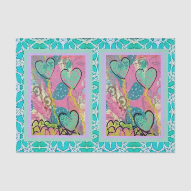 Papel De Seda Aqua Hearts (Anverso)