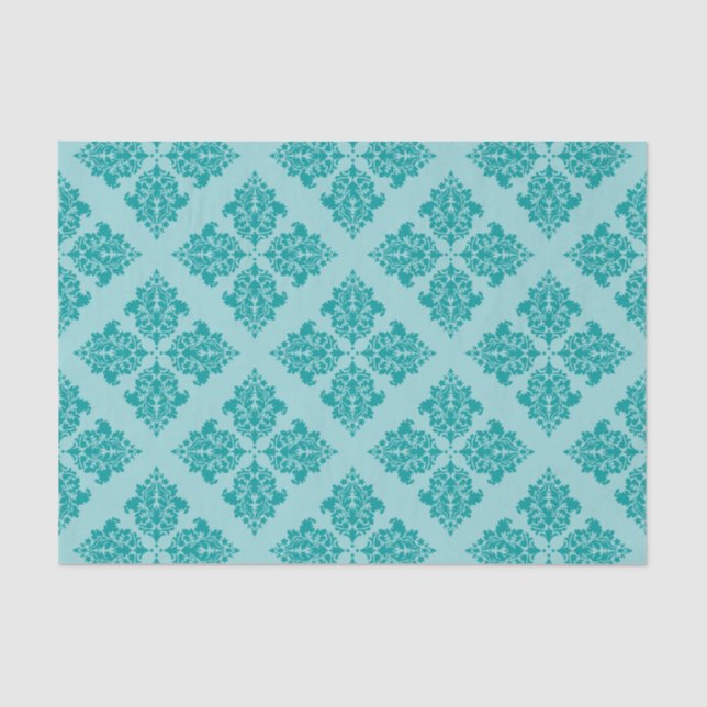 Papel De Seda Aqua Moroccan Damask (Anverso)