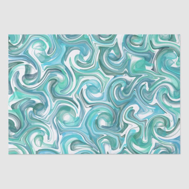 Papel De Seda Aqua Swirl Tissue Paper (Anverso)