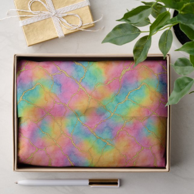 Papel De Seda Aqua Turquoise Blue Pink Yellow Purple Gold Marble (Regalo )