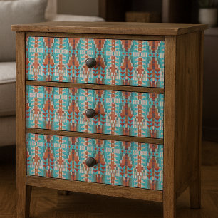 Papel De Seda Aqua Turquoise Burlada Naranja Taupe Brown Mosaic