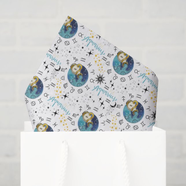 Papel De Seda Aquarius Zodiac Tissue Paper (Bolsa de regalo)