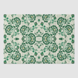 Papel De Seda Árabe Elegante Floral Geométrica Verde Marroquí