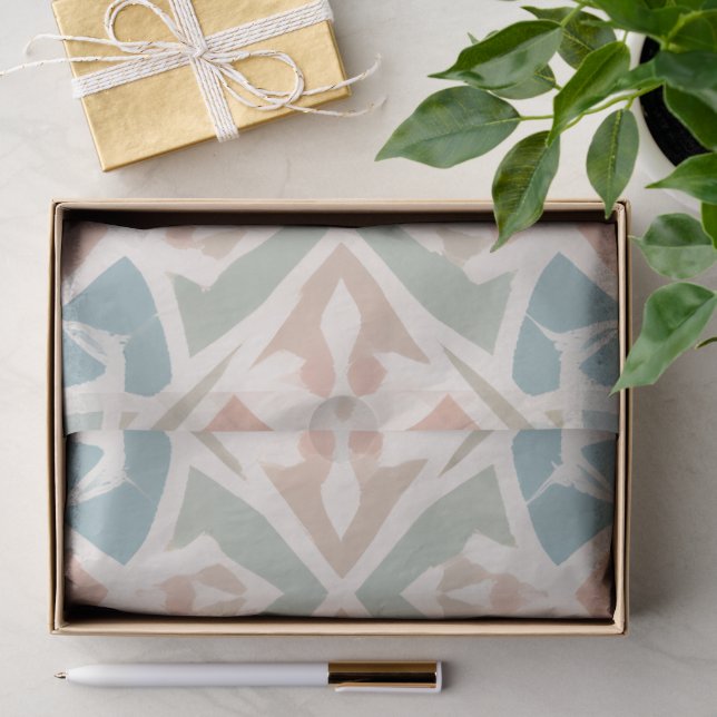 Papel De Seda Arabesco terroso | Baldosa de mosaico de acuarela (Regalo )