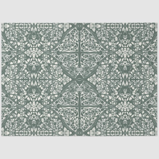 Papel De Seda Arabesque Floral Vines Forest Ivory LG Decoupage (Anverso)