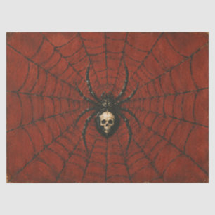 Papel De Seda Araña de cráneo gótico decoupage de tela roja