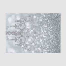 Papel De Seda Araña Glamour con Brillo Plateado Blanco y Efecto 